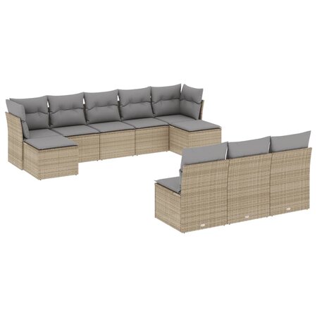 vidaXL Salon de jardin avec coussins 10 Pièces beige résine tressée