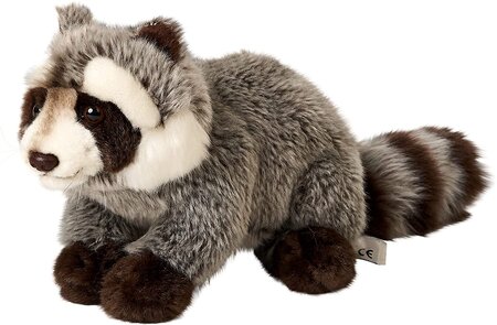 Peluche Raton Laveur de 23 cm marron gris blanc