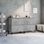 vidaXL Buffets 2 Pièces gris béton 60x35x70 cm bois d'ingénierie