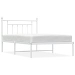 vidaXL Cadre de lit métal avec tête de lit blanc 107x203 cm