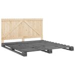 vidaXL Cadre de lit et tête de lit gris 200x200 cm bois de pin massif