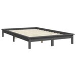 vidaXL Cadre de lit Gris 150x200 cm Bois de pin massif Très grand
