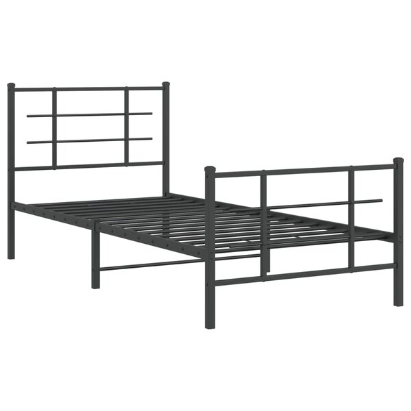 vidaXL Cadre de lit métal avec tête de lit/pied de lit noir 90x190 cm