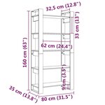 vidaXL Bibliothèque/Séparateur de pièce Gris 80x35x160 cm Bois massif