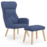 vidaXL Chaise de relaxation avec repose-pied Bleu Tissu