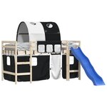 vidaXL Rideaux pour lit mezzanine avec tunnel blanc et noir polyester
