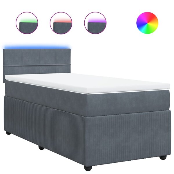 vidaXL Sommier à lattes de lit et matelas Gris foncé 80x200 cm Velours