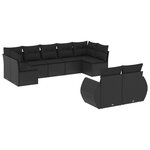 vidaXL Salon de jardin 9 Pièces avec coussins noir résine tressée