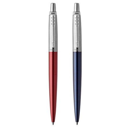 PARKER Jotter Duo : Stylo bille rouge Kensington  recharge bleue pointe moyenne + Stylo bleu royal  recharge gel noire 0.7 mm