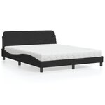 vidaXL Lit avec matelas noir 160x200 cm velours