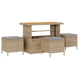 vidaXL Ensemble de salle à manger pour jardin Beige polyrotin