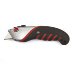 Cutter q-connect large métal manche caoutchouc lame 18mm blocage sécurité coloris noir/gris/rouge blister