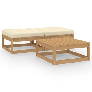 vidaXL Salon de jardin 3 Pièces avec coussins Bois de pin massif