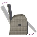 vidaXL Chaise inclinable de jardin avec coussins gris résine tressée