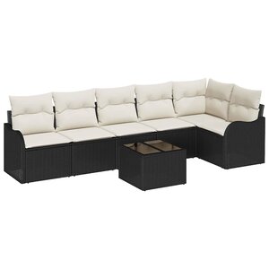 vidaXL Ensemble de canapé de jardin Noir polyrotin