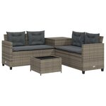 vidaXL Canapé de jardin avec table et coussins en forme de L gris