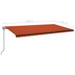 vidaXL Auvent automatique capteur de vent LED 600x350 cm Orange marron