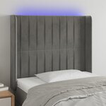 vidaXL Tête de lit à LED Gris clair 93x16x118/128 cm Velours