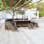 vidaXL Salon de jardin 6 Pièces avec coussins résine tressée gris