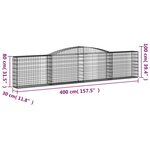 vidaXL Paniers à gabions arqués 15 Pièces 400x30x80/100 cm Fer galvanisé