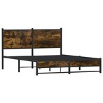 vidaXL Cadre de lit métal avec tête de lit chêne fumé 137x190 cm