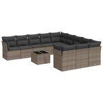 vidaXL Salon de jardin avec coussins 12 Pièces gris résine tressée