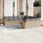 vidaXL Salon de jardin et coussins 11 Pièces mélange beige résine tressée