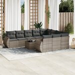 vidaXL Salon de jardin 11 Pièces avec coussins gris résine tressée