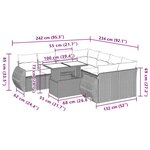 vidaXL Salon de jardin 9 Pièces avec coussins gris clair résine tressée