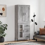 vidaXL Buffet haut Sonoma gris 69 5x34x180 cm Bois d'ingénierie