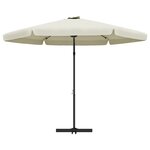 vidaXL Parasol d'extérieur avec mât en acier 300 cm Blanc sable