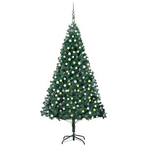 vidaXL Arbre de Noël artificiel pré-éclairé et boules vert 210 cm PVC