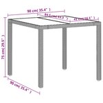 vidaXL Table de jardin avec dessus en verre gris clair résine tressée