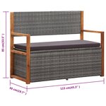 vidaXL Banc de rangement 115 cm Résine tressée et bois d'acacia Gris