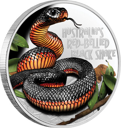 Pièce de monnaie en Argent 1 Dollar g 31.1 (1 oz) Millésime 2022 Deadly Dangerous RED BELLIED BLACK SNAKE