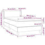 vidaXL Sommier à lattes de lit avec matelas Noir 90x200 cm Tissu