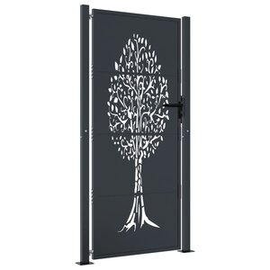 vidaXL Portail de jardin anthracite 105x205cm acier conception d'arbre
