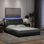vidaXL Cadre de lit avec LED sans matelas gris foncé 120x200 cm tissu