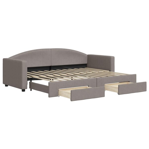 vidaXL Lit de jour avec gigogne et tiroirs taupe 80x200 cm tissu