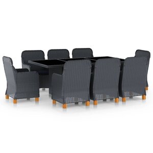 vidaXL Ensemble à manger d'extérieur 9 Pièces et coussins résine tressée