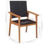 vidaXL Mobilier à dîner de jardin 5 Pièces Résine tressée Noir et marron