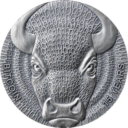 Pièce de monnaie en Argent 1000 Satoshi g 62.2 (2 oz) Millésime 2024 United Crypto States BINARY BULL