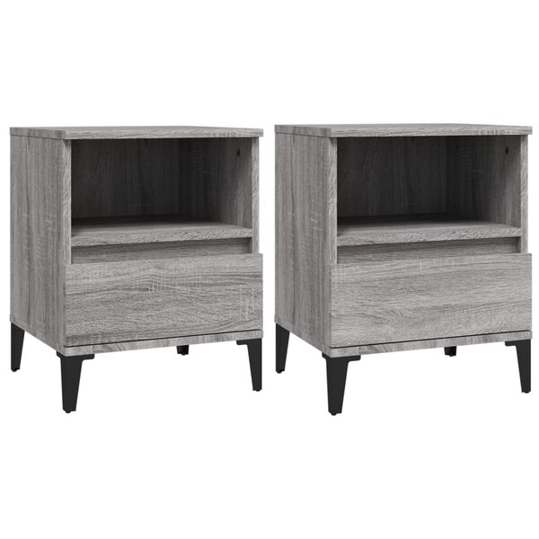 vidaXL Tables de chevet 2 Pièces Sonoma gris 40x35x50 cm