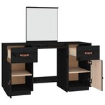 vidaXL Ensemble de coiffeuse avec miroir noir bois de pin solide