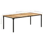 vidaXL Table de salle à manger 200x100x76 cm Bois de manguier solide