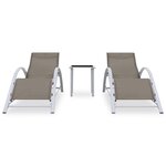 vidaXL Chaises longues lot de 2 avec table Aluminium Taupe