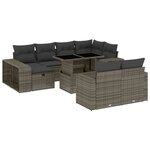 vidaXL Salon de jardin 11 Pièces avec coussins gris résine tressée