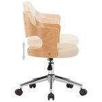 Chaise fauteuil siège pivotante de bureau informatique étude bois courbé et similicuir crème 02_0024095
