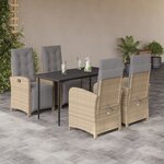 vidaXL Ensemble à manger de jardin avec coussins 5Pièces Beige poly rotin