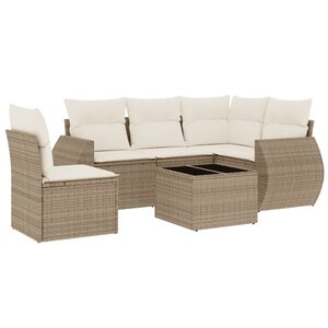 vidaXL Salon de jardin avec coussins 6 Pièces beige résine tressée